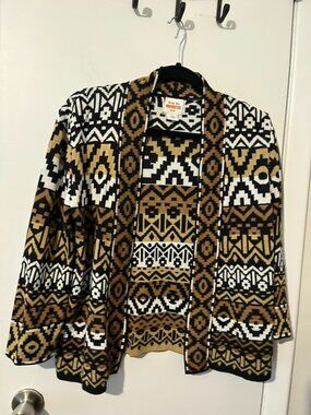 RUBY RD. Multi color open Cardigan Sweater SZ PM